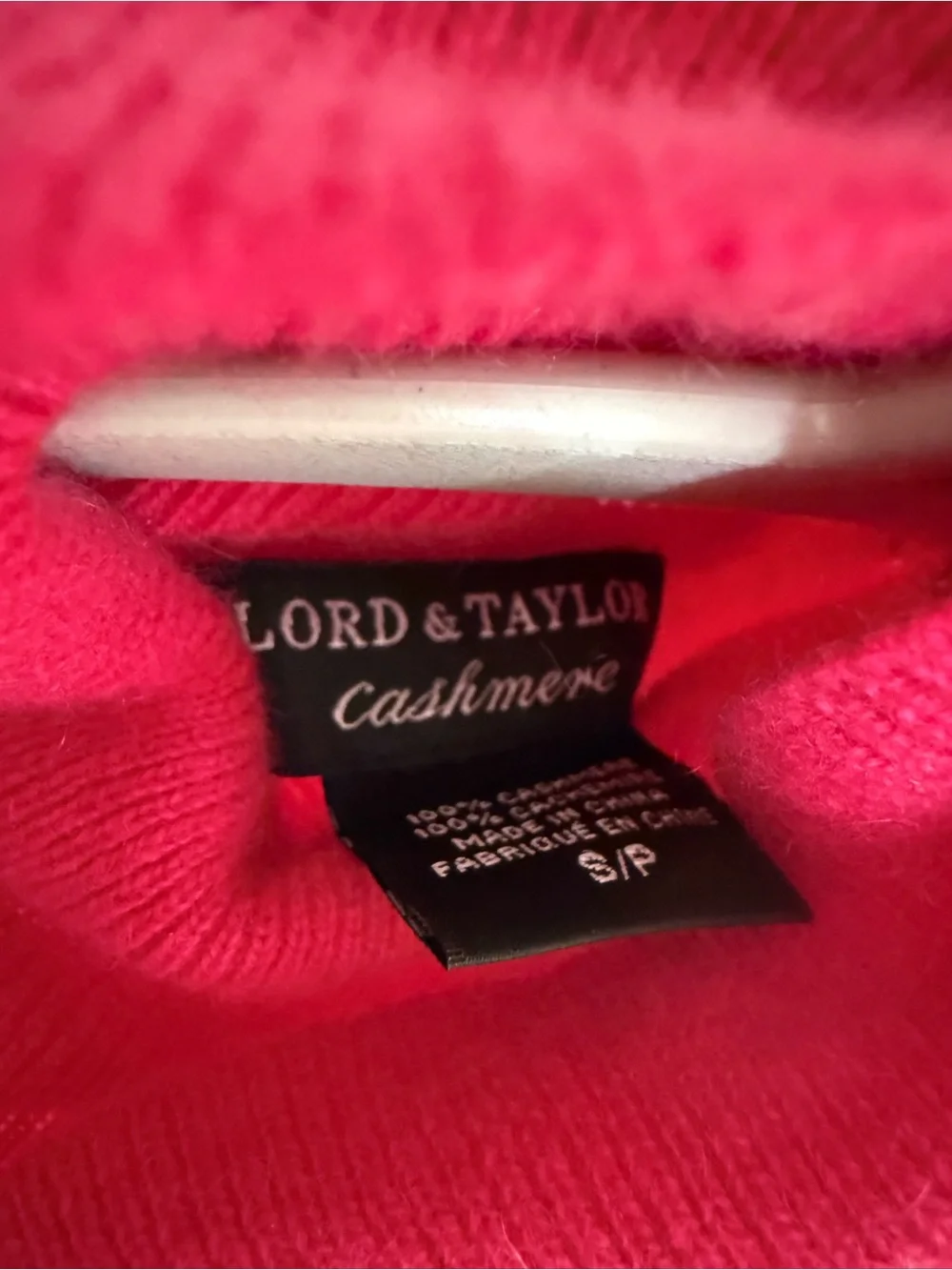 Lord & Taylor Bright Pink Cashmere Turtleneck Sweater
